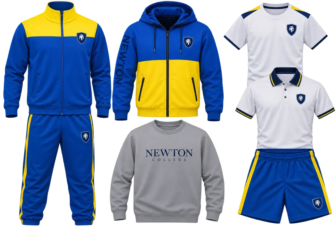 Conjuntos deportivos azul y amarillo con polos y shorts