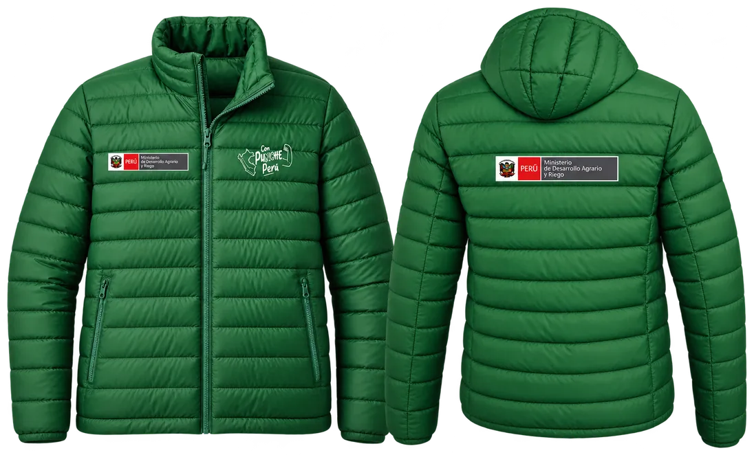 Casacas de trabajo verdes acolchadas con logo