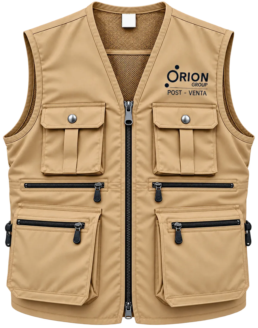 Chaleco de trabajo beige con bolsillos