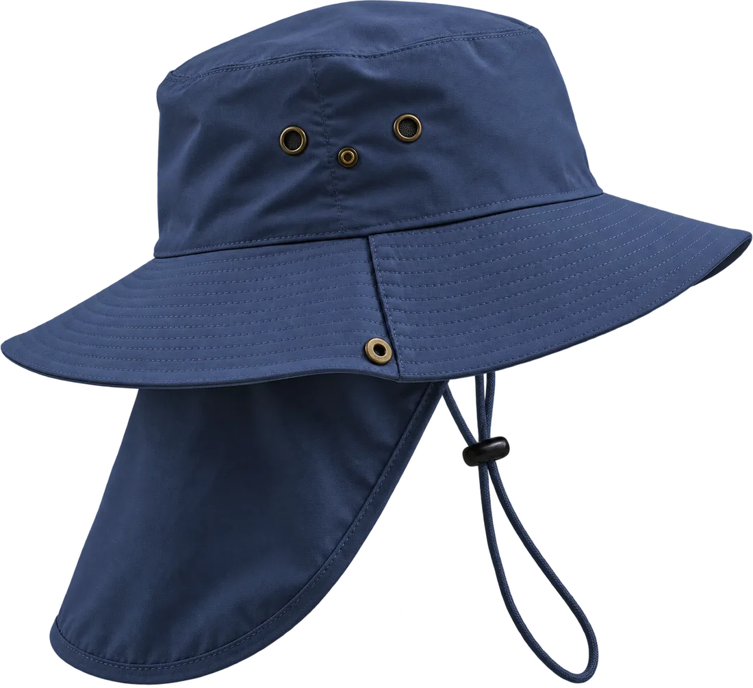 Sombrero azul con cubrenuca